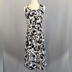 Chic Black and White Floral Midi Dress